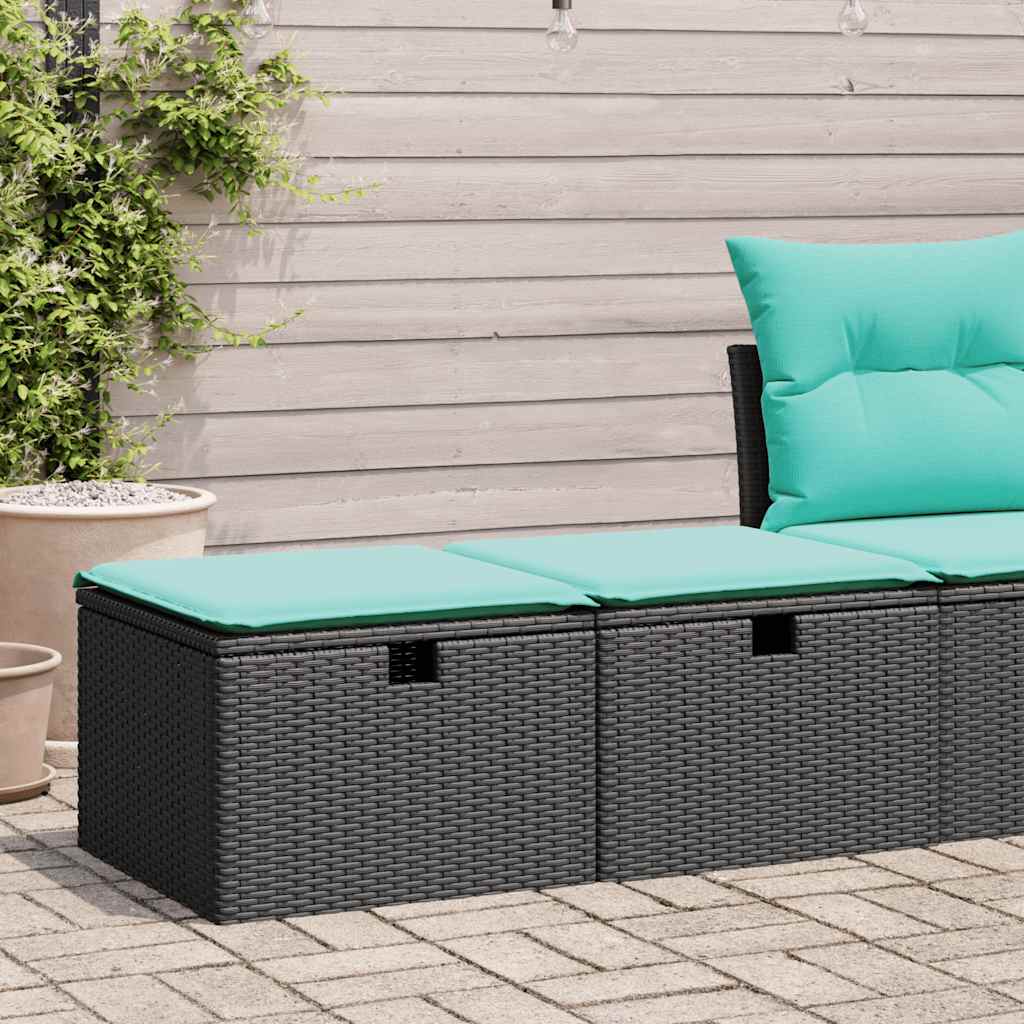 2-tlg. Garten-Sofagarnitur mit Kissen Schwarz Poly Rattan